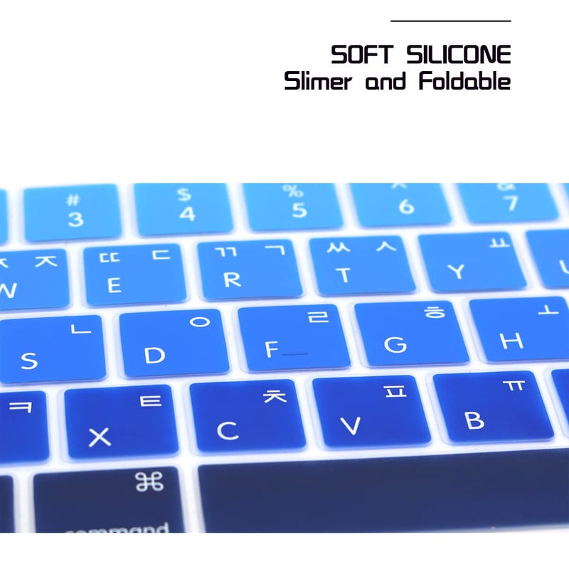 HRH Korean Language Silicone Keyboard Cover for MacBook Pro with Touch Bar 13 Inch and 15 Inch (A2159/A1989/A1706,A1990/A1707) 2019 2018 2016 2017 Release USA Version,Ombre Blue - Image 4